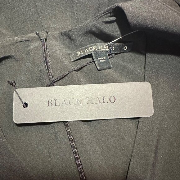 Black Halo Maricopa Puff Sleeve Cocktail Dress Size 0 Black Belted - Picture 5 of 8